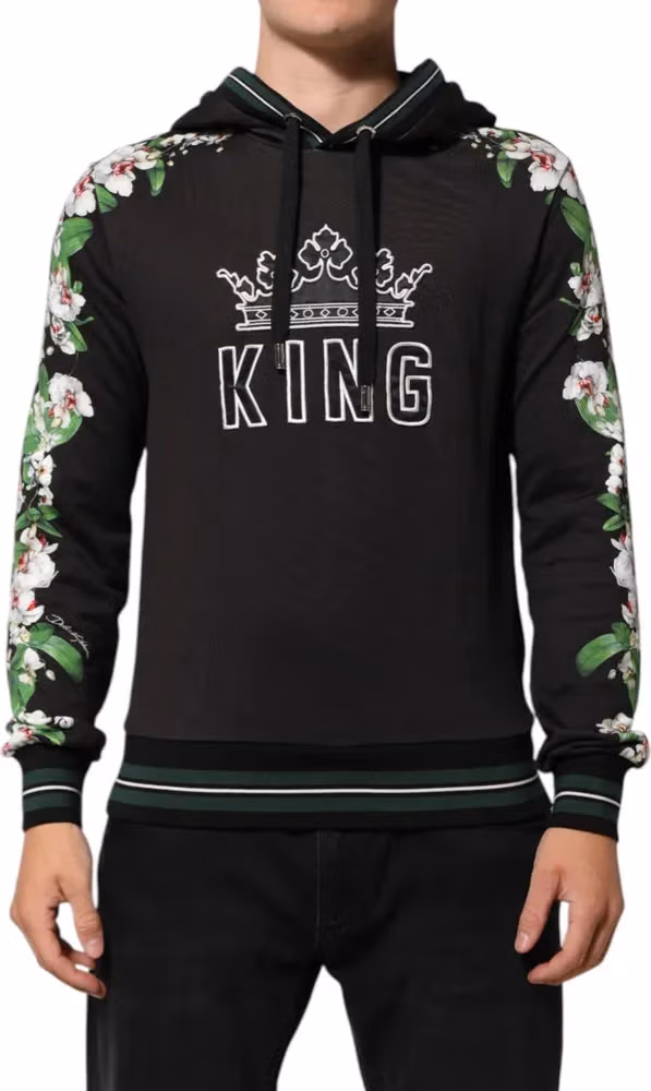 KING Black Orchid Floral Crown Logo Hoodie Sweater