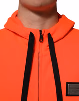 Red Fluorescent Polyester Logo Patch Hoodie Sweater 4