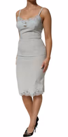 Light Blue Silk Lace Midi Bodycon Slip Dress 2