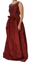 Burgundy Silk Beaded Evening Gown Dress 2