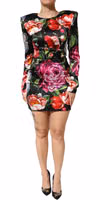 Black Floral Fiori Pittorici Mini Bodycon Dress 1