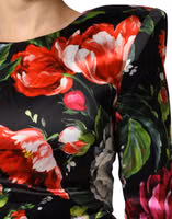Black Floral Fiori Pittorici Mini Bodycon Dress 5