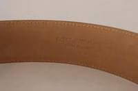 Brown Leather Gold Metal Oval Buckle Belt 1