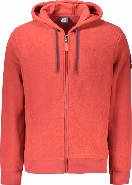 Red Polyester Men's Hooded Sweatshirt