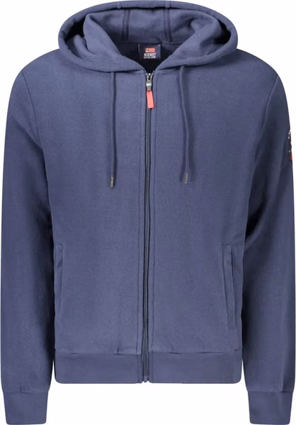 Blue Polyester Men's Hooded Sweatshirt