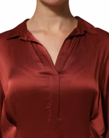 Burgundy Acetate Viscose Satin Long Dress 4