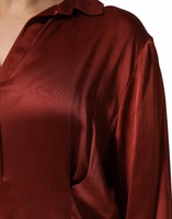 Burgundy Acetate Viscose Satin Long Dress 5