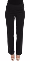 Black Stretch Straight Fit Dress Trousers Pants 4