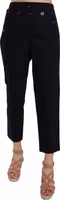 Black Cropped Front Button Embellished Pants 5