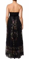 Black Floral Key Print Crystal Strapless Dress 3