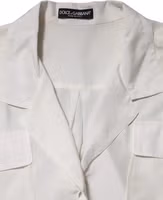 White Silk Collared 3/4 Sleeves Blouse Top 5