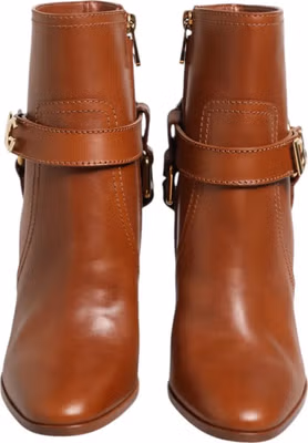 Brown Leather DG Logo Buckle Ankle Boots Shoes
