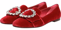 Red Velvet Crystal Buckle Loafers Flats Shoes 3