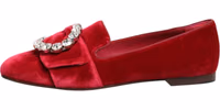 Red Velvet Crystal Buckle Loafers Flats Shoes 5