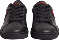 Black Leather Crystal Heart Low Top Sneakers  Shoes 1