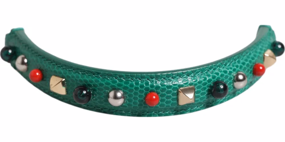 Green Embellished Leather Bag Handle Women Shoulder Strap