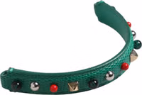 Green Embellished Leather Bag Handle Women Shoulder Strap 3