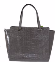 Grey Croc Embossed Leather Elissa Bristol Drive Tote Handbag Bag 1