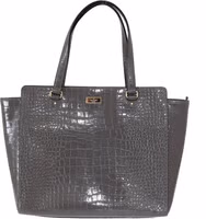 Grey Croc Embossed Leather Elissa Bristol Drive Tote Handbag Bag 3