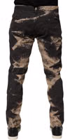 Beige Black Corduroy Tie-Dye Cotton Blend Pants 3