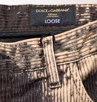 Beige Black Corduroy Tie-Dye Cotton Blend Pants 5