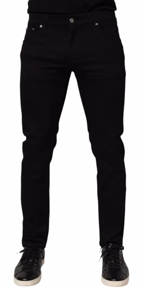 Black Cotton Blend Skinny Men Trouser Pants