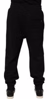 Black Cotton Drawstring Logo Sweatpants Pants 3
