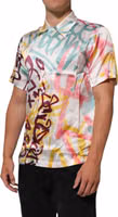White Silk Hawaiian Graffiti Print Men Casual Shirt 2