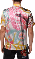 White Silk Hawaiian Graffiti Print Men Casual Shirt 3