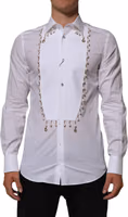 White Cotton DG Logo Pearl GOLD Formal Shirt 1