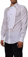 White Cotton DG Logo Pearl GOLD Formal Shirt 2