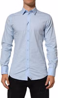 Light Blue Cotton GOLD Formal Men Dress Shirt 1
