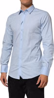 Light Blue Cotton GOLD Formal Men Dress Shirt 2