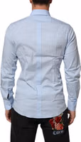 Light Blue Cotton GOLD Formal Men Dress Shirt 3