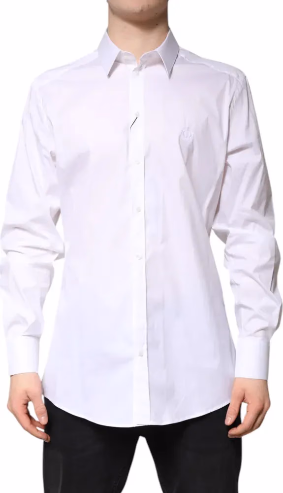 White Cotton Collared GOLD FormalDress Shirt