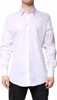 White Cotton Collared GOLD FormalDress Shirt 1