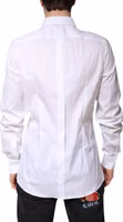 White Cotton Collared GOLD FormalDress Shirt 3
