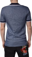 Blue Collared V-neck Silk Blend Polo T-shirt 3