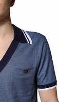 Blue Collared V-neck Silk Blend Polo T-shirt 4