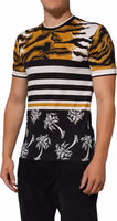 Multicolor Leopard Palm Leaf Men Crew Neck T-shirt 2