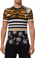 Multicolor Leopard Palm Leaf Men Crew Neck T-shirt 1