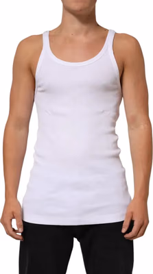 White Sleeveless Round Neck Tank Top T-shirt