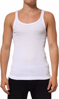 White Sleeveless Round Neck Tank Top T-shirt