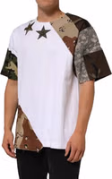 White Camouflage Patckwork Men Cotton T-shirt 2