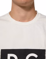 White Logo Print Cotton Crew Neck Men T-shirt 4