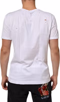 White Distressed Cotton V Neck Men T-shirt 3
