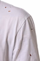 White Distressed Cotton V Neck Men T-shirt 5