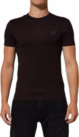 Brown Logo Plaque Cotton Crew Neck T-shirt 1