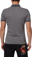Gray Logo Embroidery Collared Polo T-shirt 3