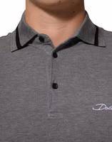 Gray Logo Embroidery Collared Polo T-shirt 4